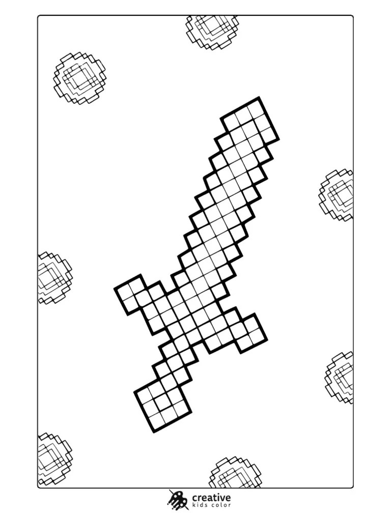 Minecraft Sword Coloring Page PDF