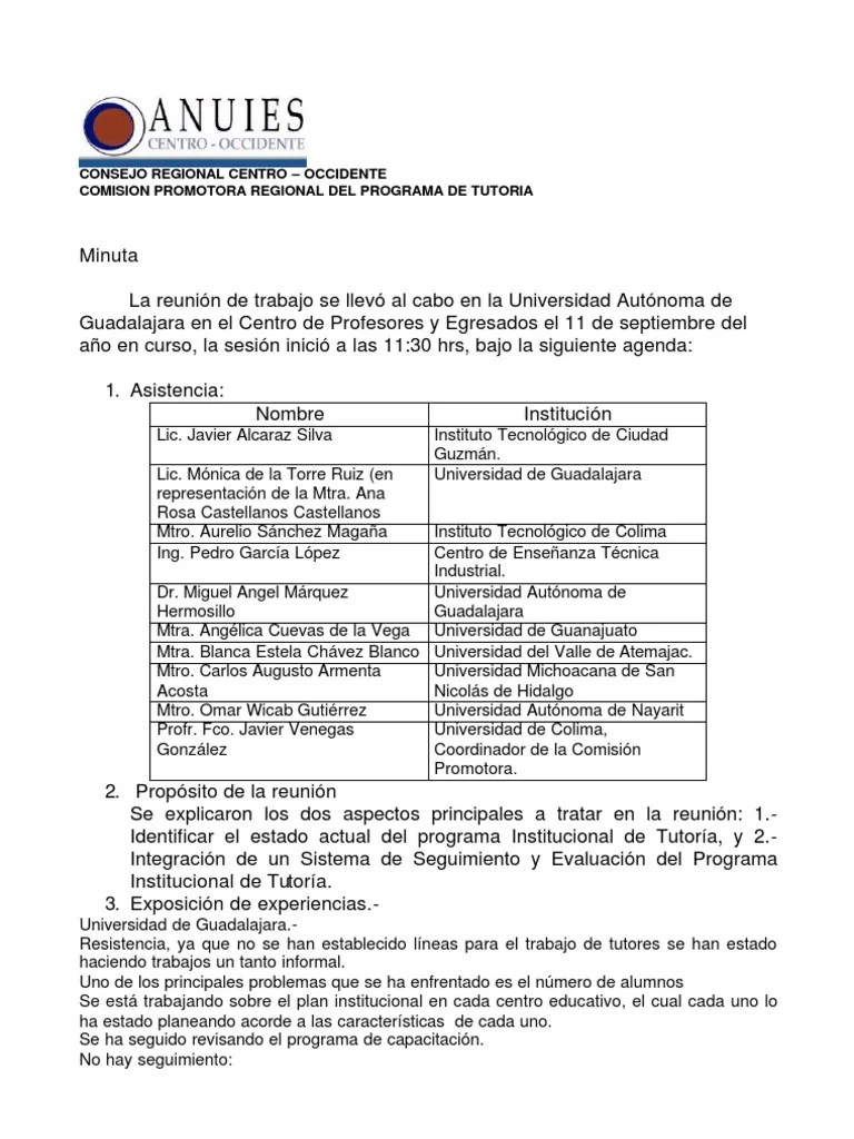 Ejemplo de Minuta Prueba (evaluación) Universidad Prueba gratuita de 30 días Scribd
