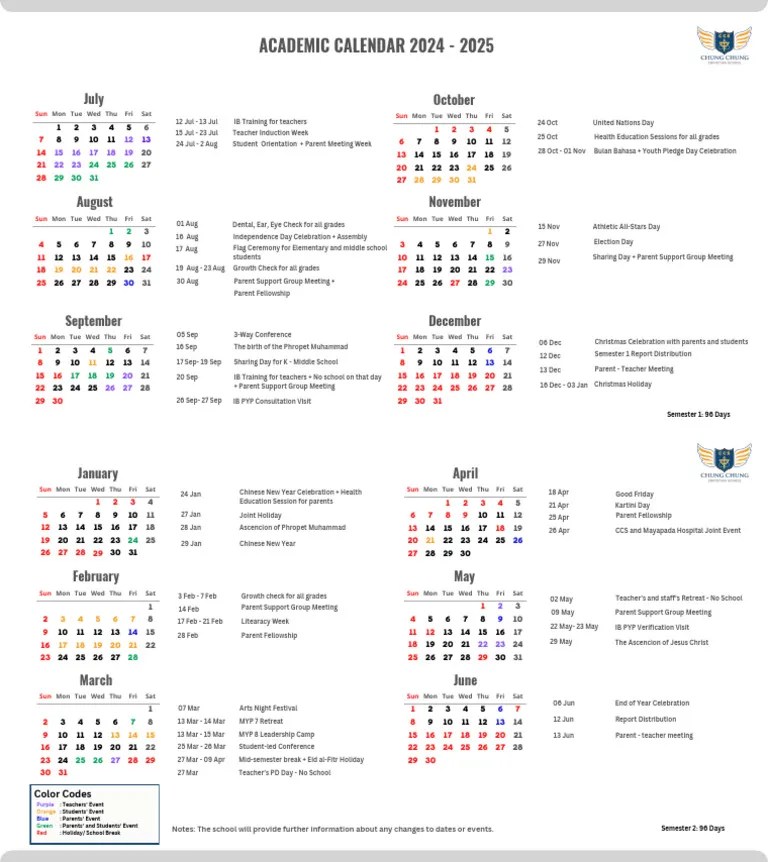 CCS Academic Calendar 20232024 PDF Holidays Observances