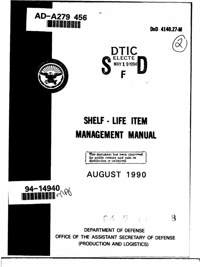 DoD 4140.27M Shelf Life Management Shelf Life United States