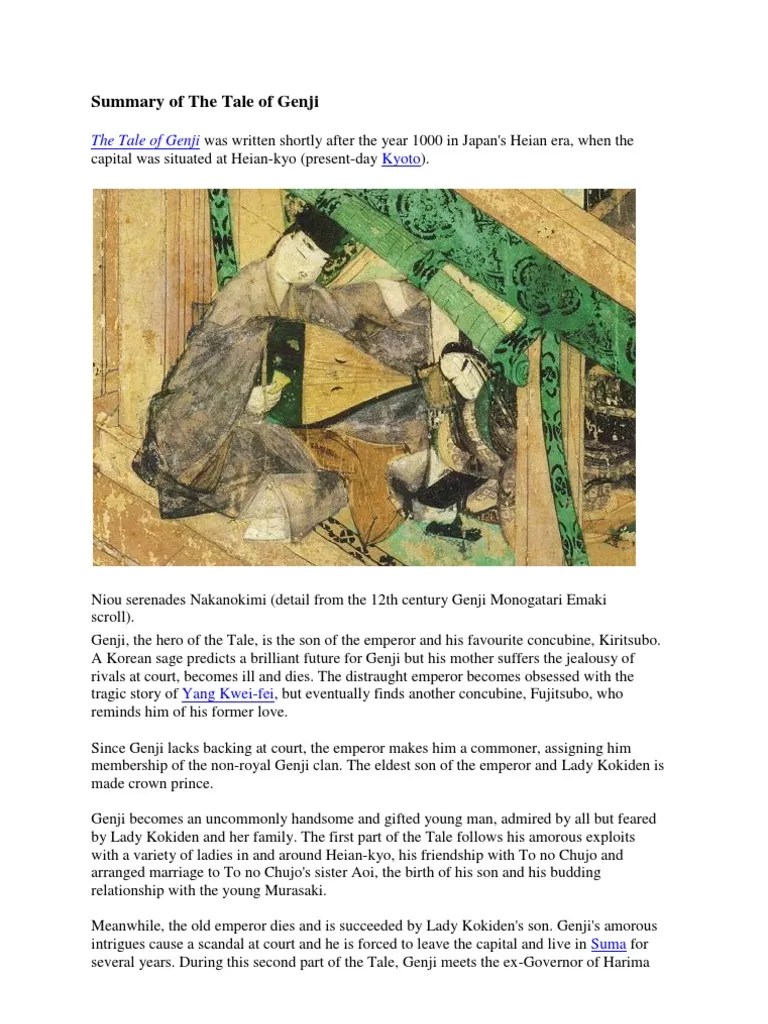 Summary of the Tale of Genji The Tale Of Genji Fiction & Literature