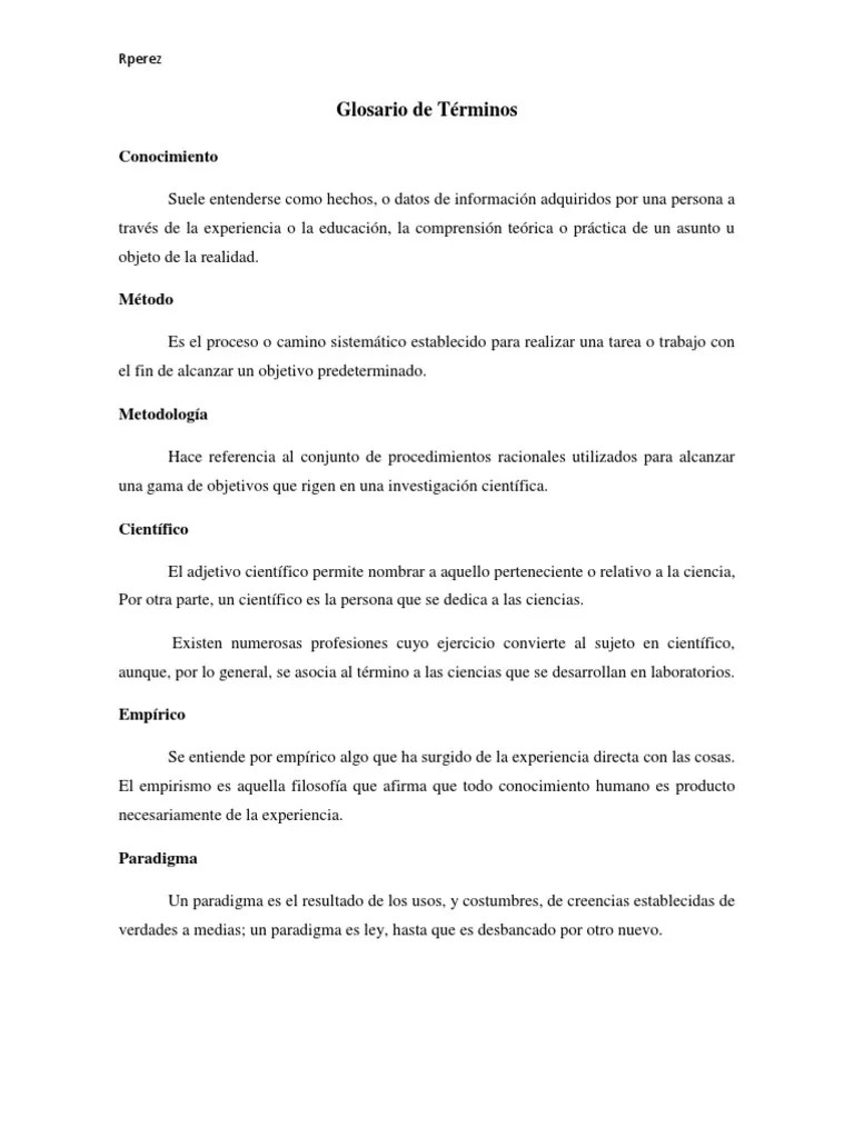 Glosario de Términos (Metodologia de la Investigacion)