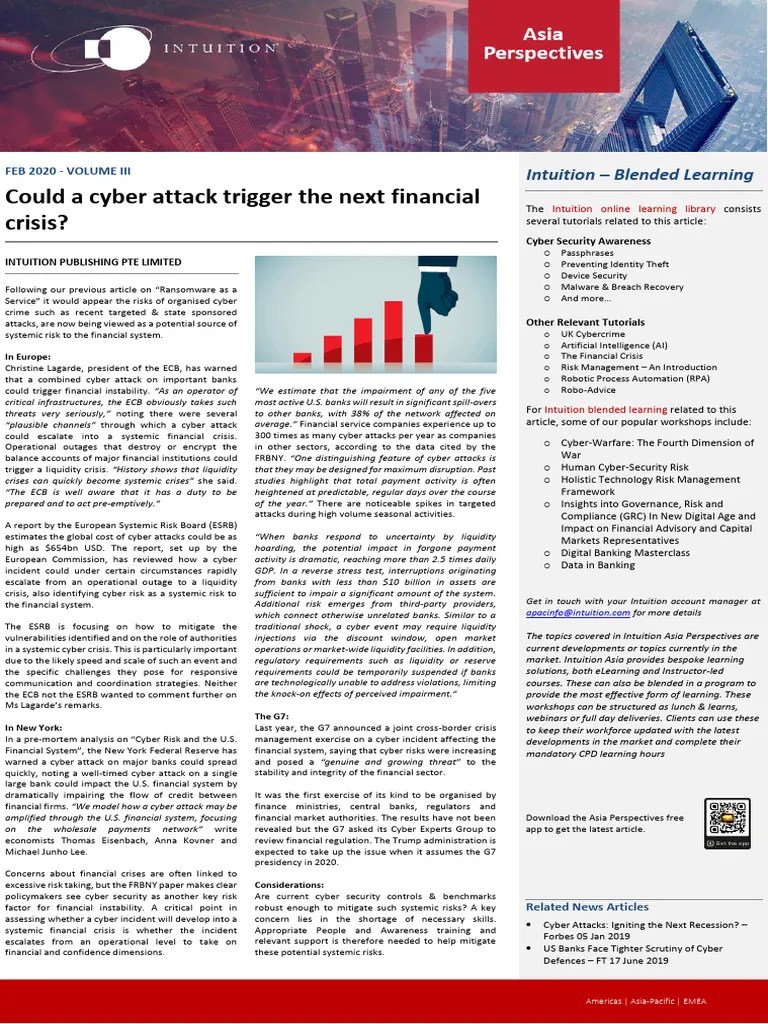Could A Cyber Attack Trigger The Next Financial Crisis PDF Risk