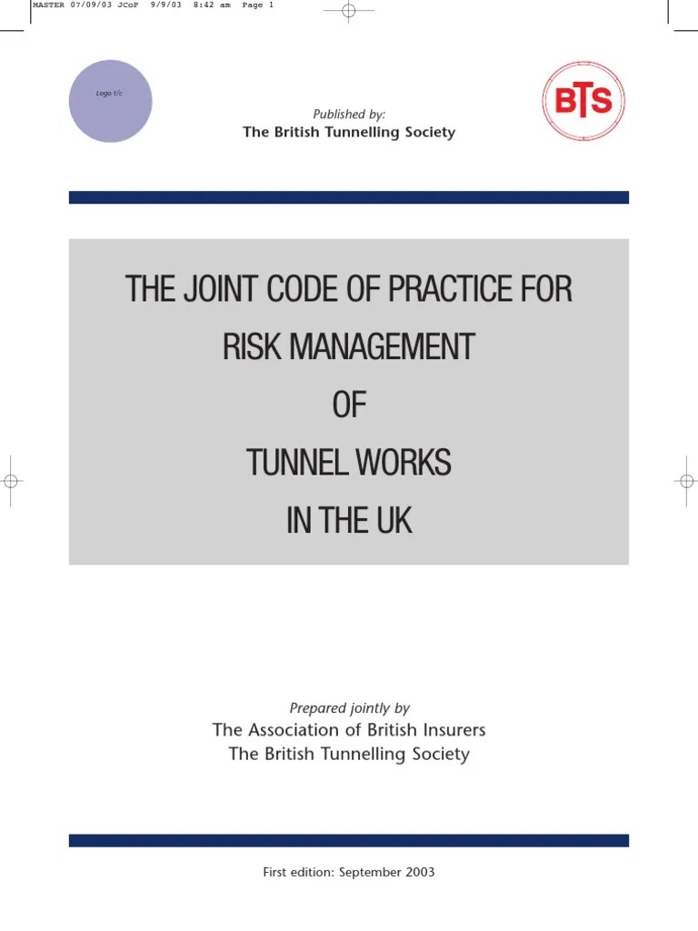 Tunnel Code of Practice Risk Risk Management