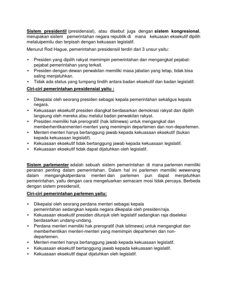 Sistem Presidentil | PDF