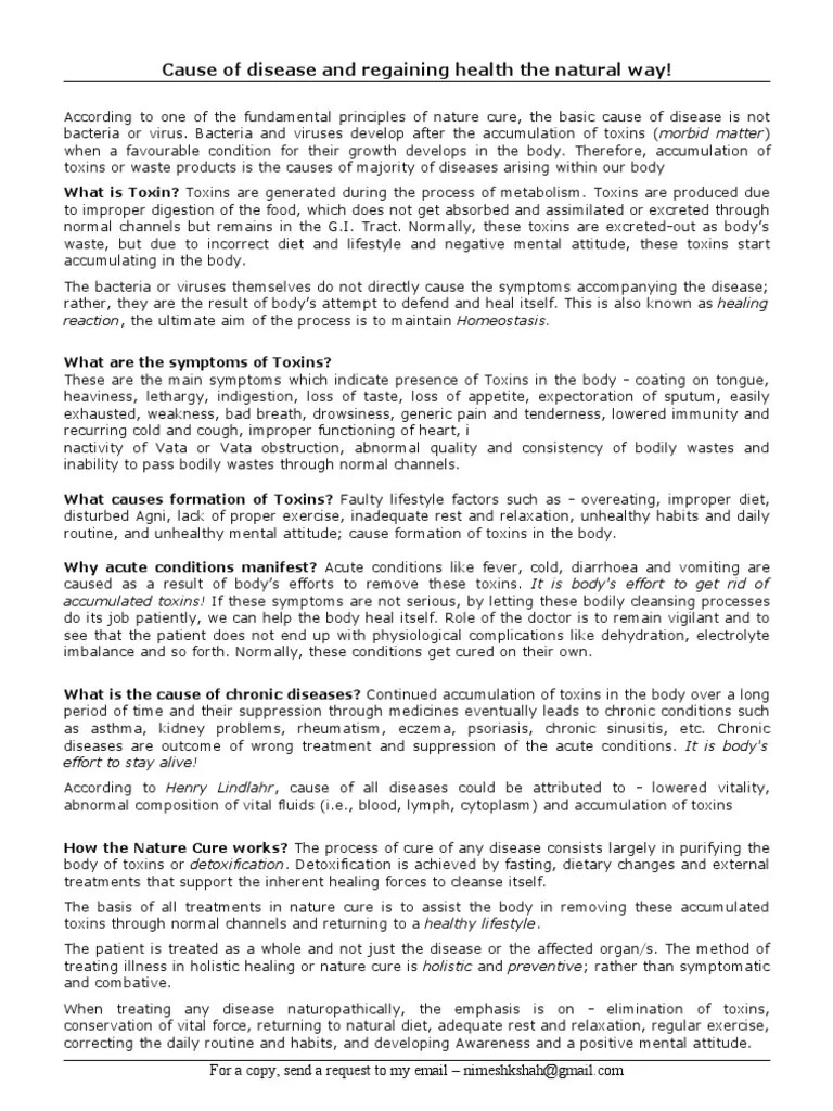 What Is Nature Cure? PDF Chronic Condition Detoxification