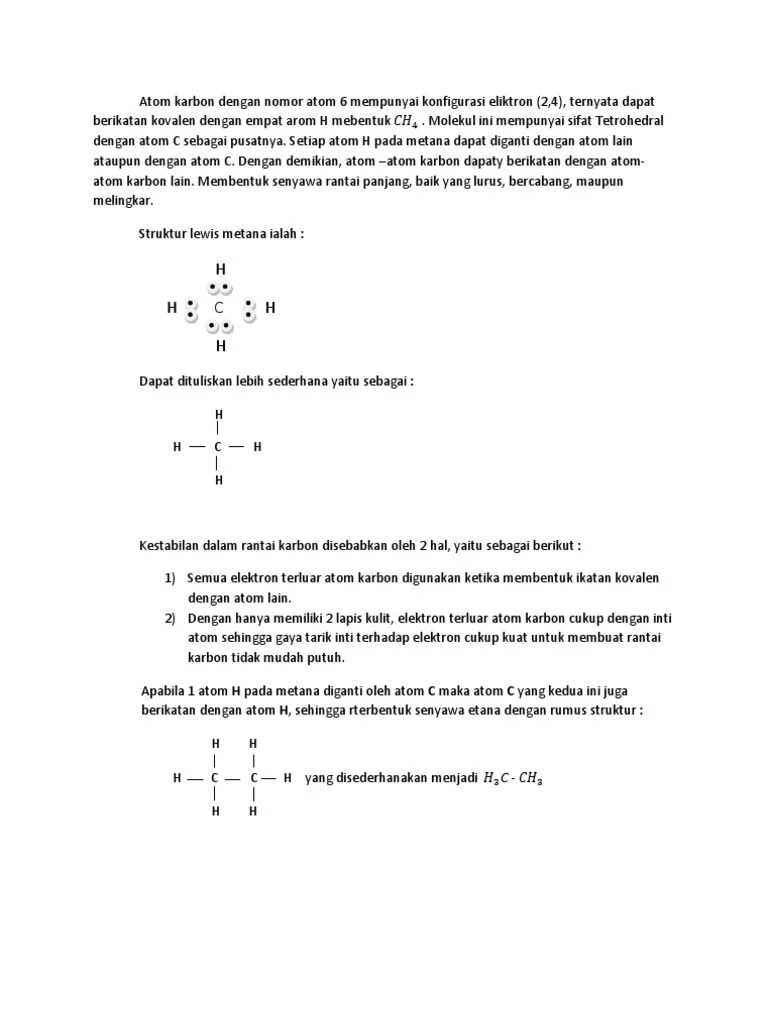 Atom Karbon Dengan Nomor Atom 6 Mempunyai Konfigurasi Eliktron | PDF