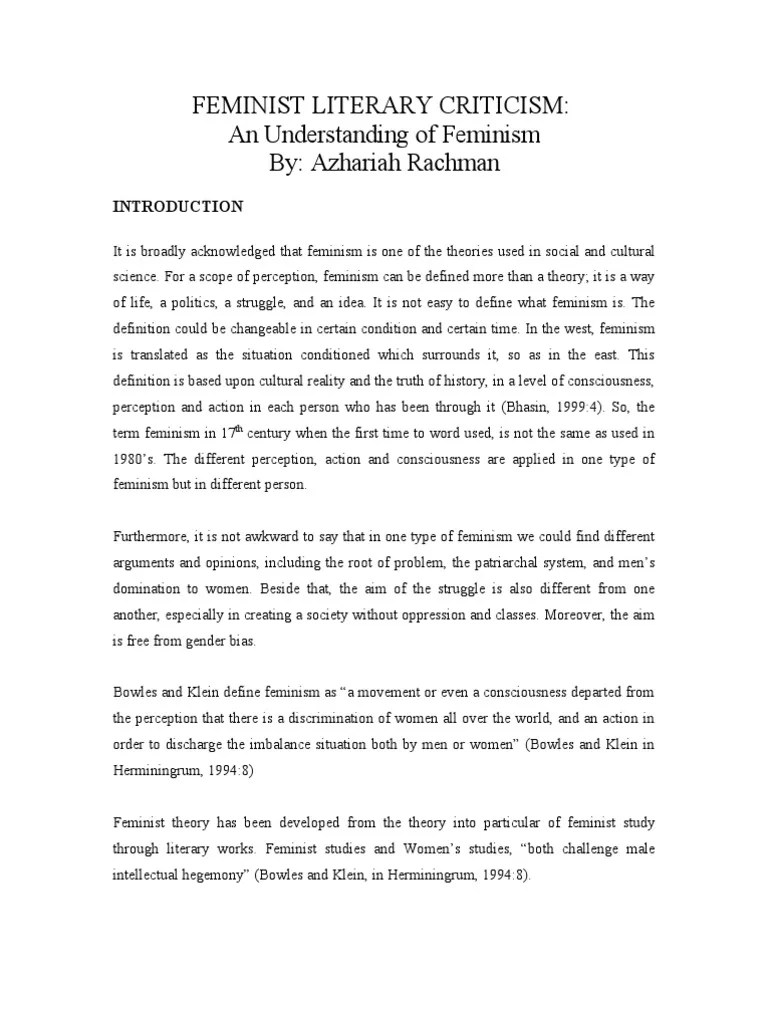 Feminist Literary Criticism Feminism Gender Studies