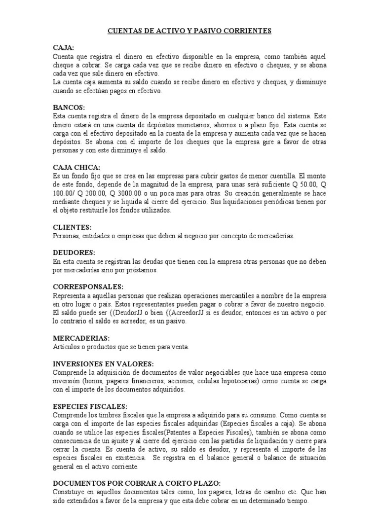 Cuentas de Activo y Pasivo