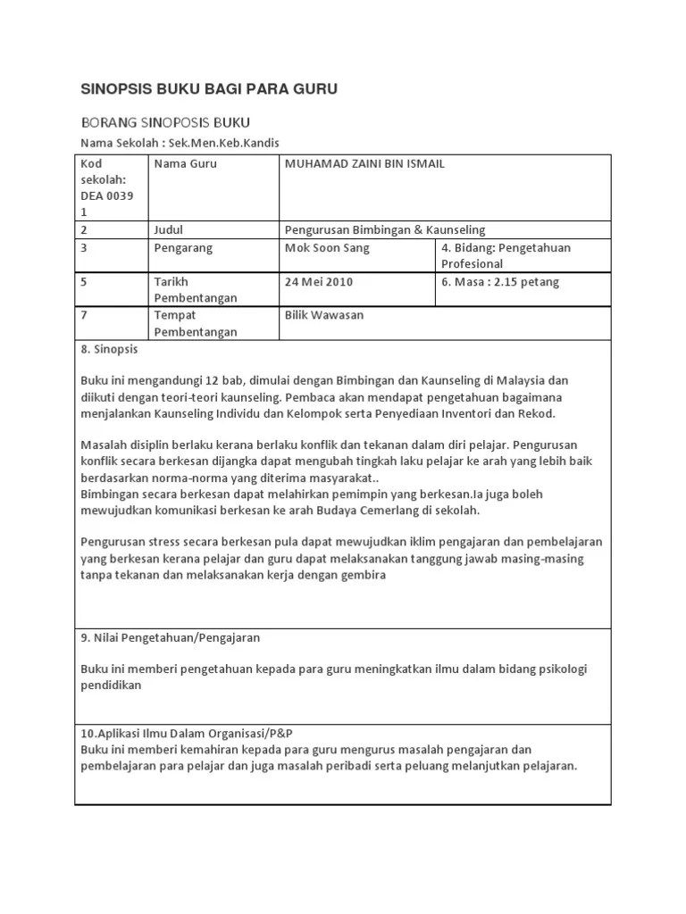Contoh Sinopsis Buku Bagi Para Guru