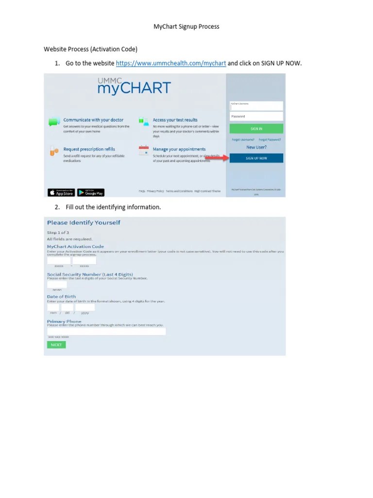 MyChart Signup Process Activation Code PDF