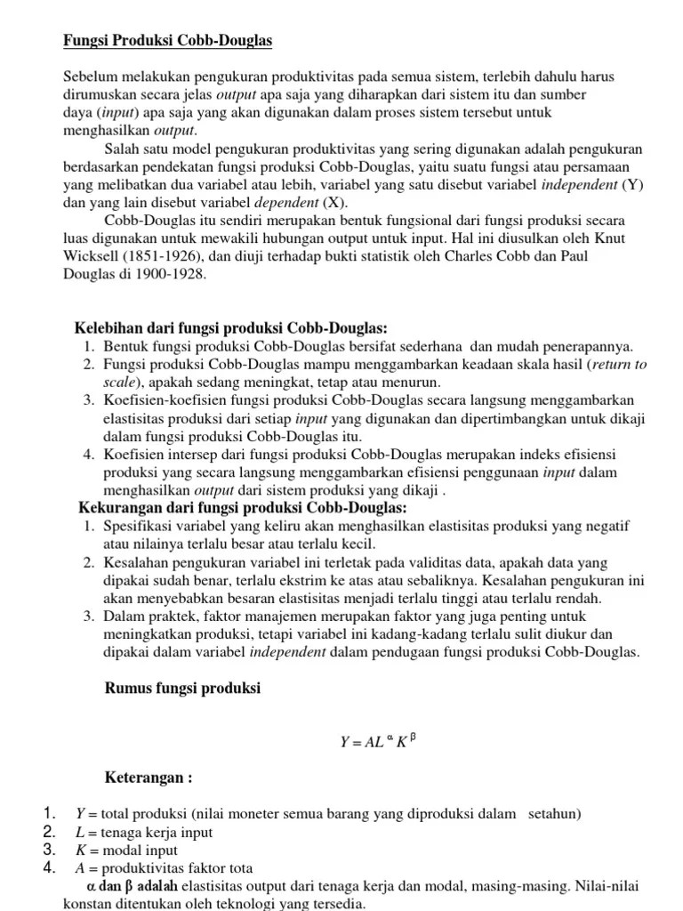 Fungsi Produksi CobbDouglas