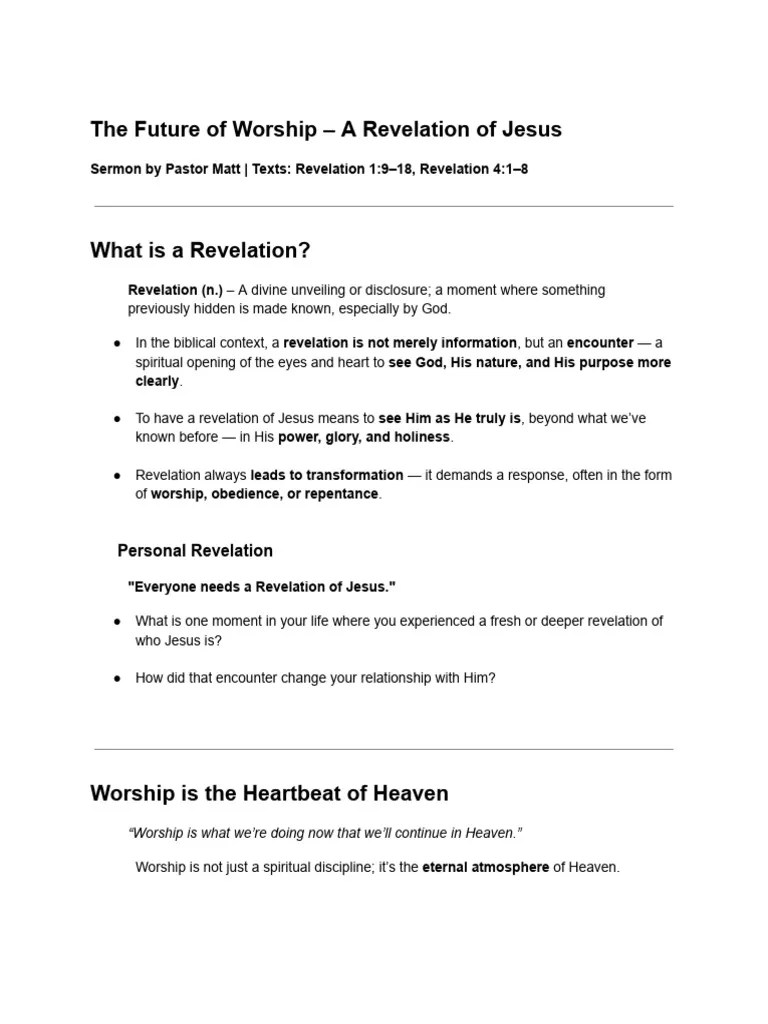 Steadfast May 27th The Future of Worship A Revelation of Jesus