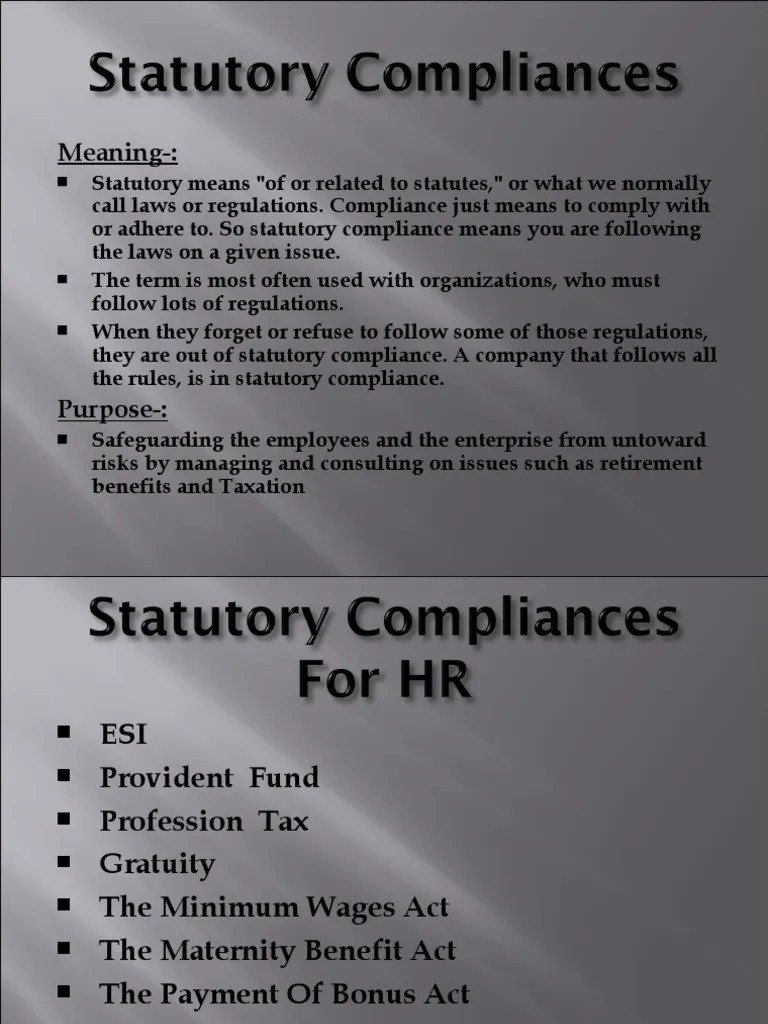Statutory Compliances For HR Wage Employment