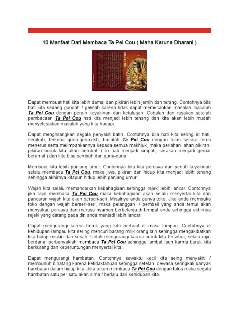 Manfaat Dari Membaca Ta Pei Cou