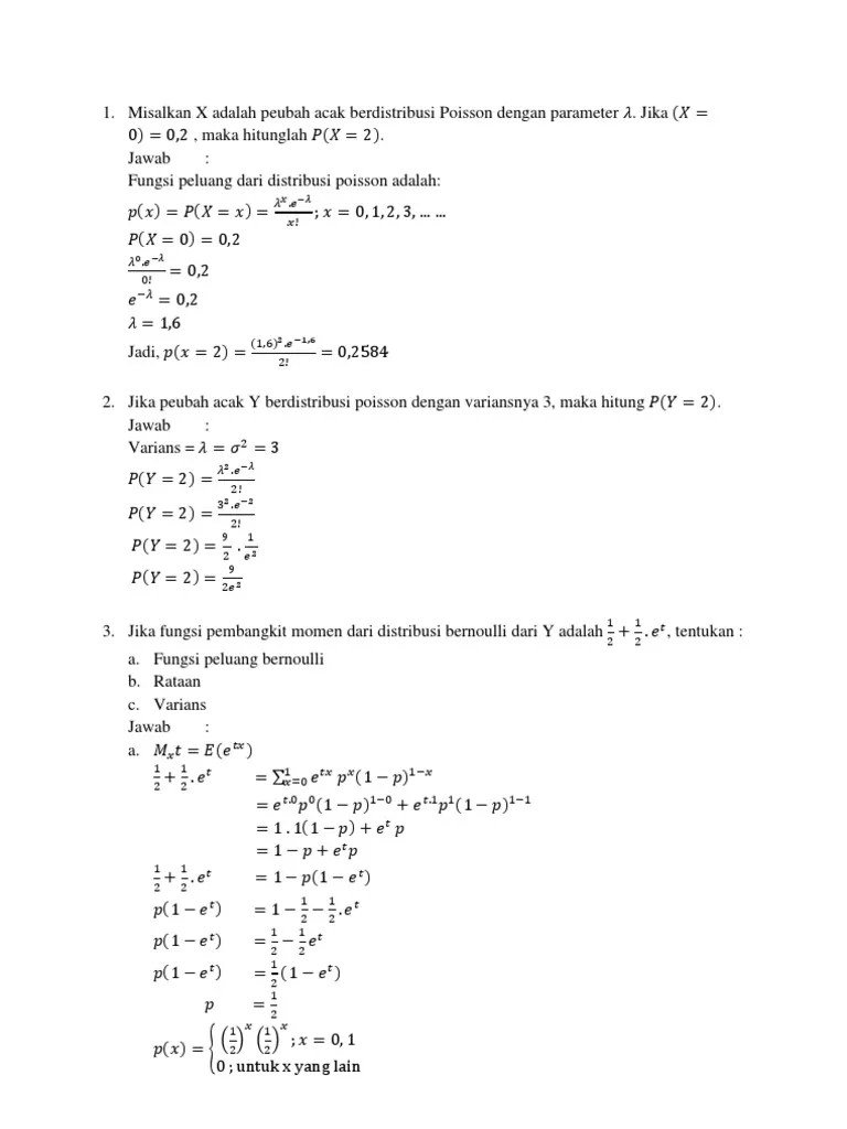 Contoh Soal Distribusi Poisson Kumulatif SOALNA