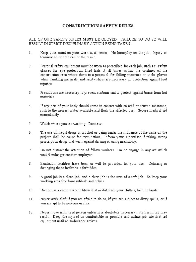 CONSTRUCTION SITE SAFETY RULES.doc Scaffolding Wellness