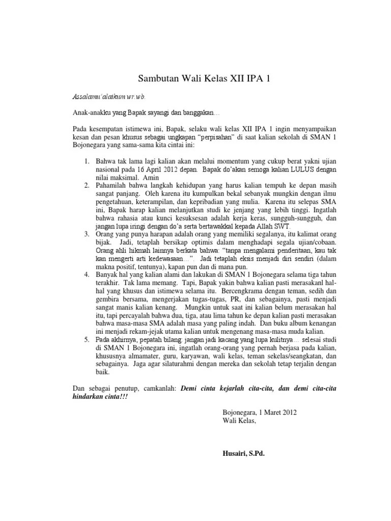 92+ Kata Perpisahan Wali Kelas