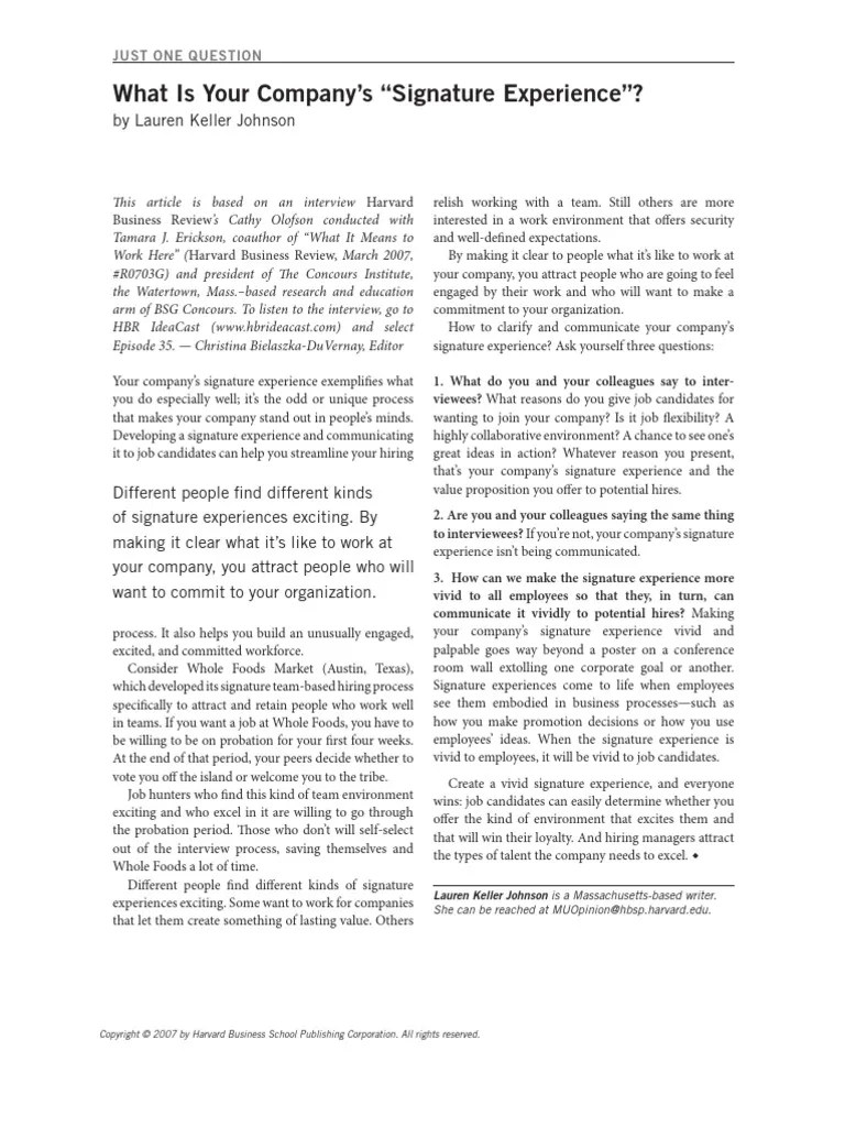 Whats Your Signature Experience Employment Business