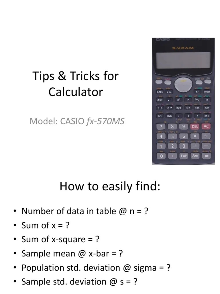Tips and Tricks for Calculator Casio Fx570MS Standard Deviation