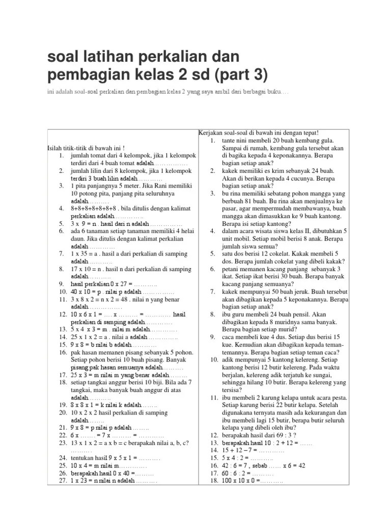 Soal Matematika Kelas 2 Perkalian | PDF