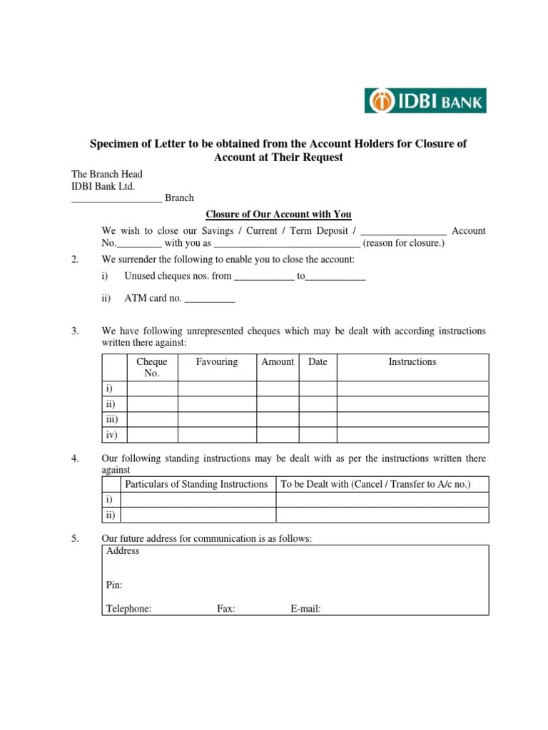 Account Closure Form