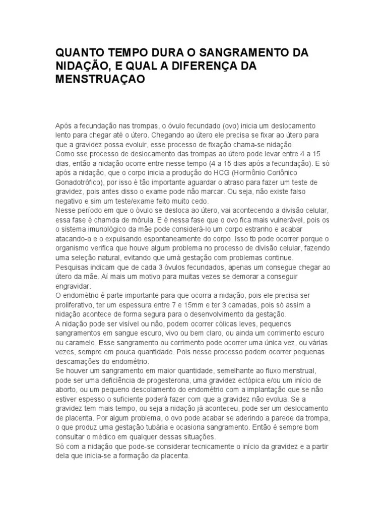 NIDAÇÃO | PDF | Útero | Gravidez