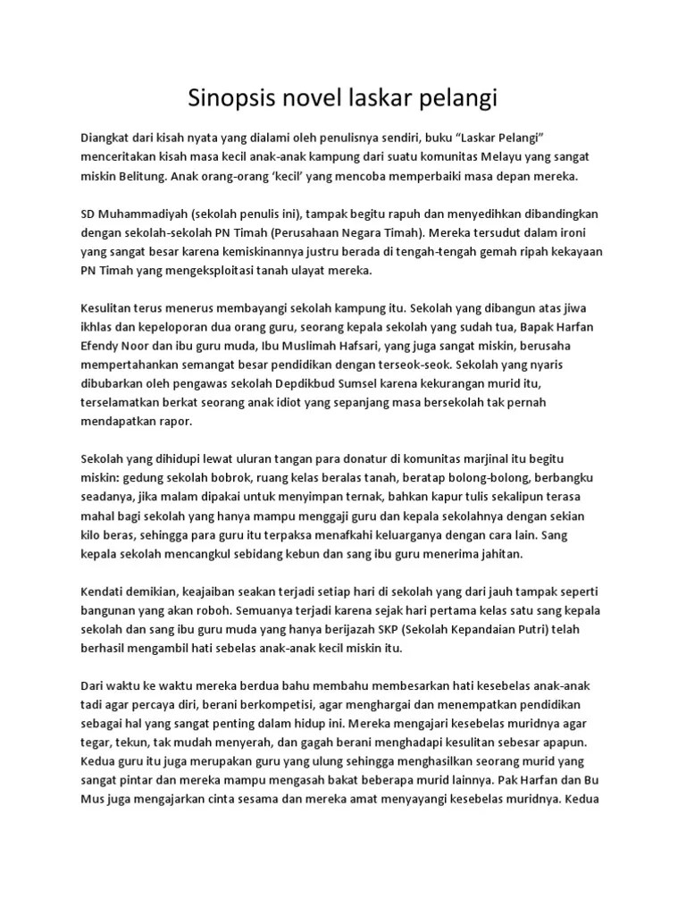 Sinopsis Novel Laskar Pelangi | PDF