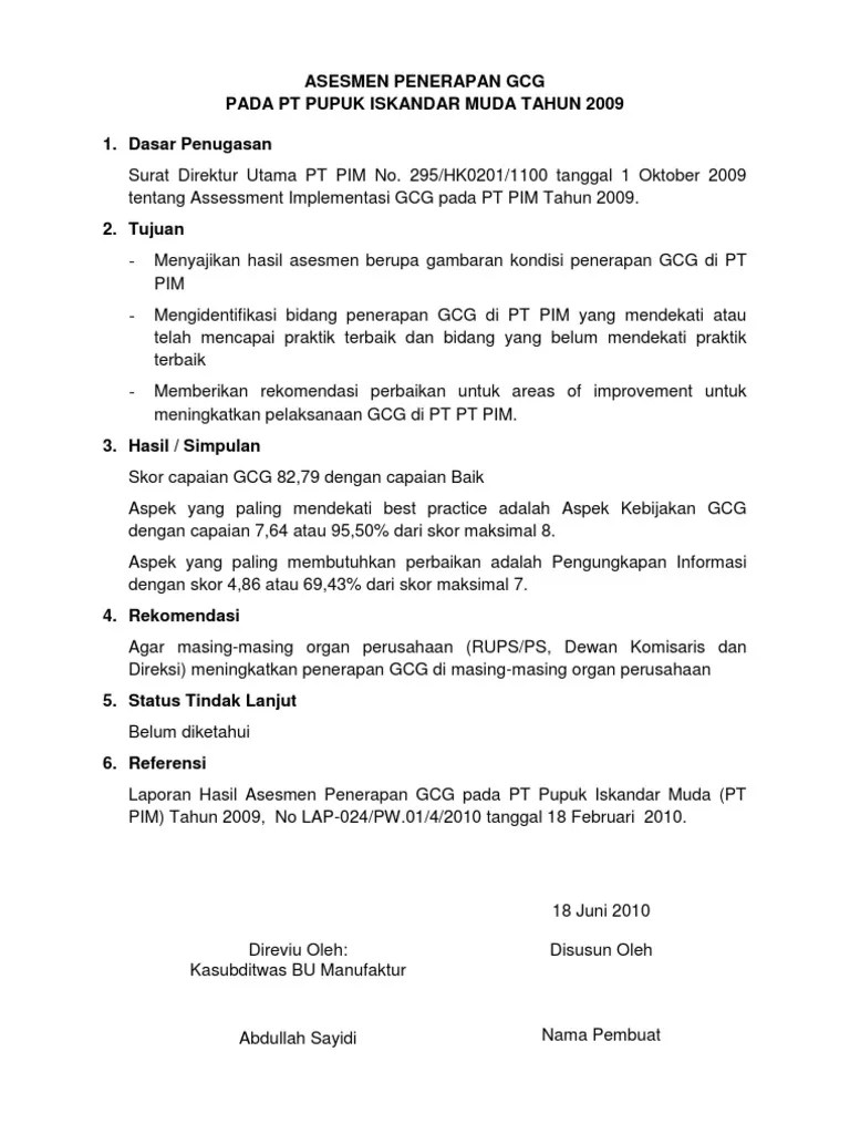 Contoh Laporan Eksekutif Summary