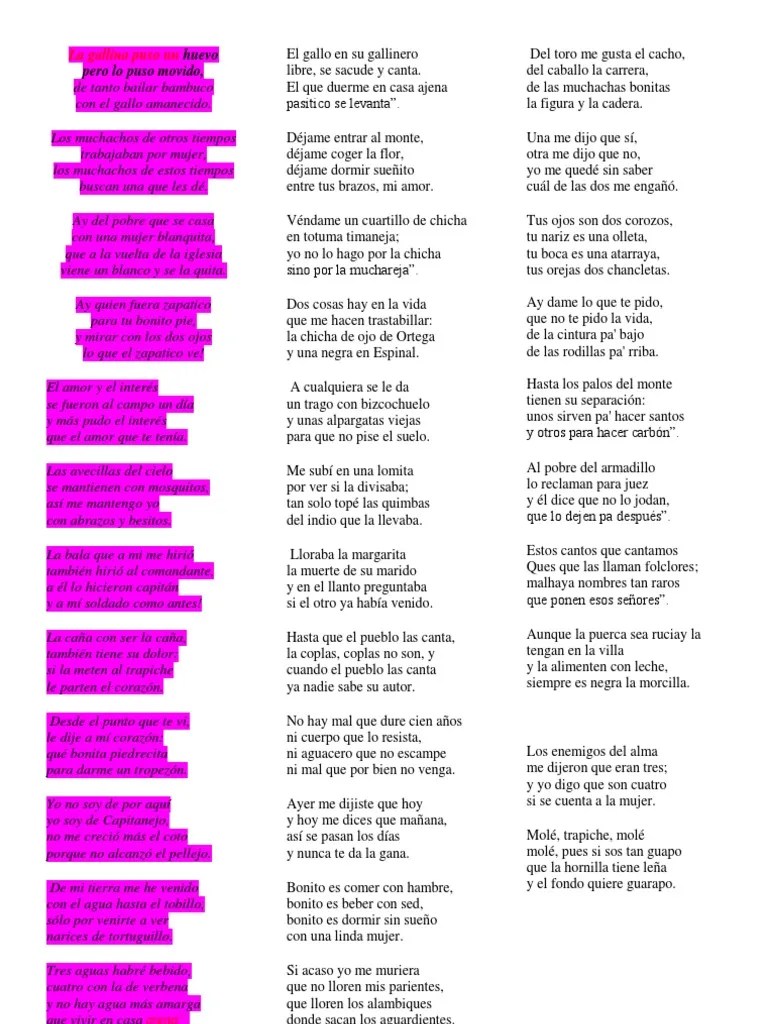 Coplas colombianas Alimentos Prueba gratuita de 30 días Scribd