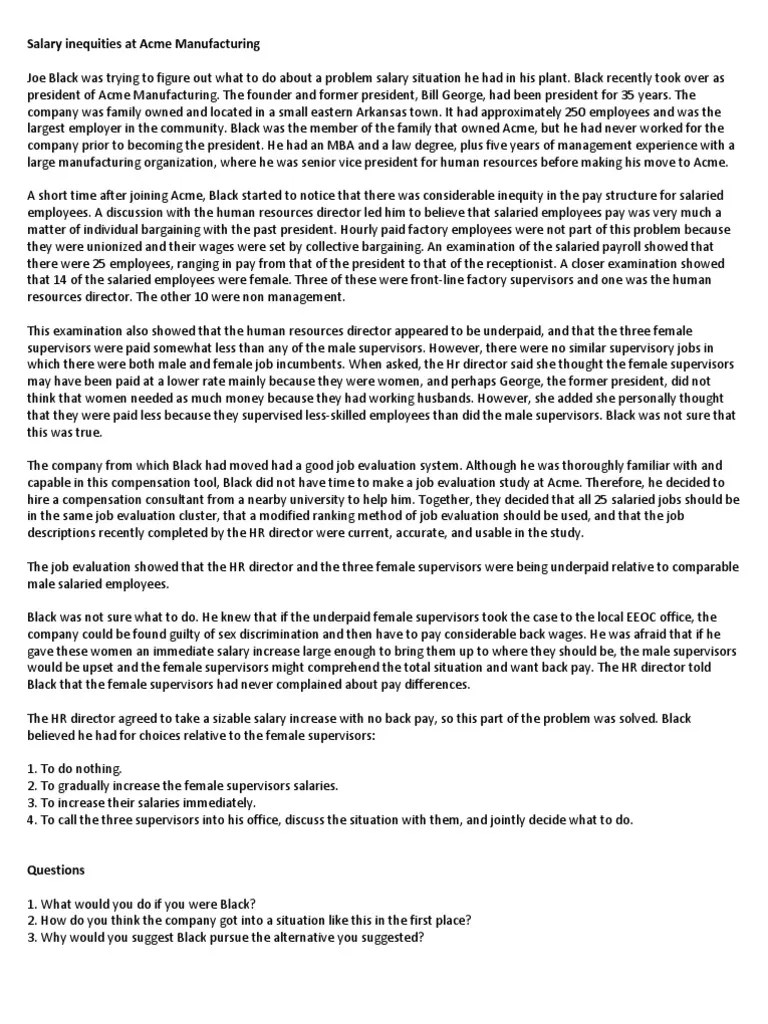 Case Study Job Evaluation PDF Employment Salary