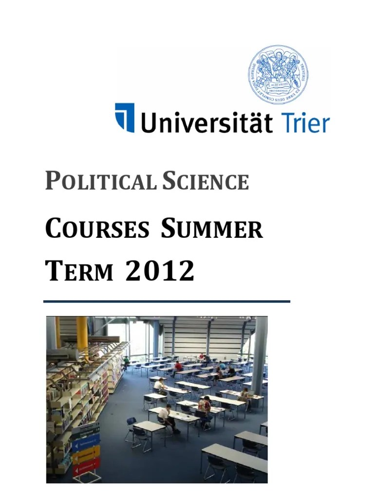 Courses Summer Term 20121 Lecture Political Science