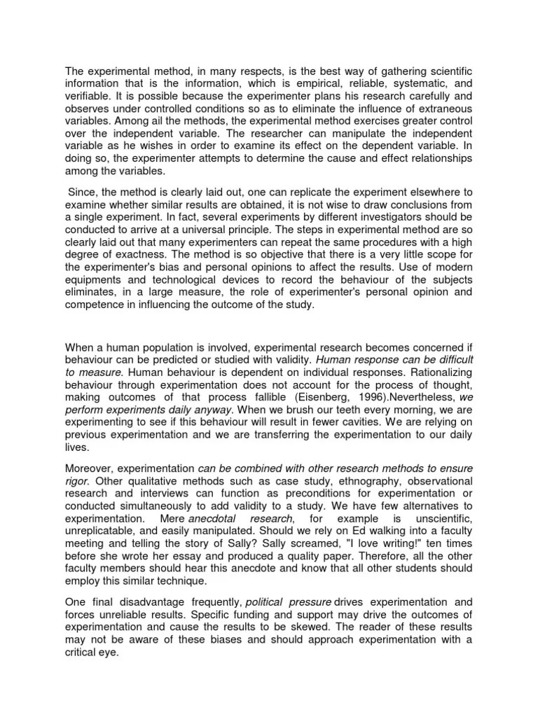 Advantages and Disadvantages of Experiment Experiment Scientific Method