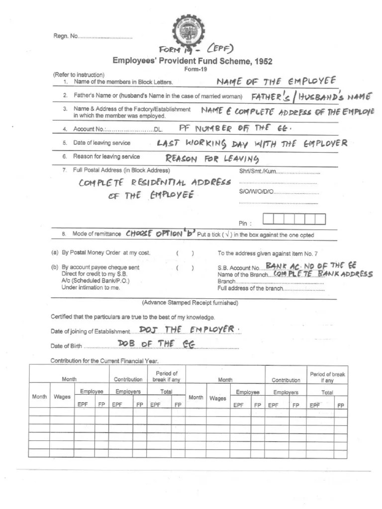 PF Closure Forms Sample Filled
