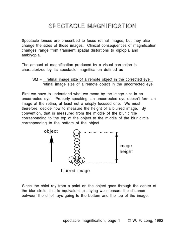 Spectacle Magnification PDF Lens (Optics) Eye
