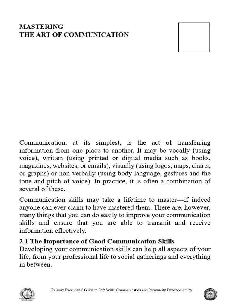 Mastering The Art Of Communication Pdf Communication Nonverbal