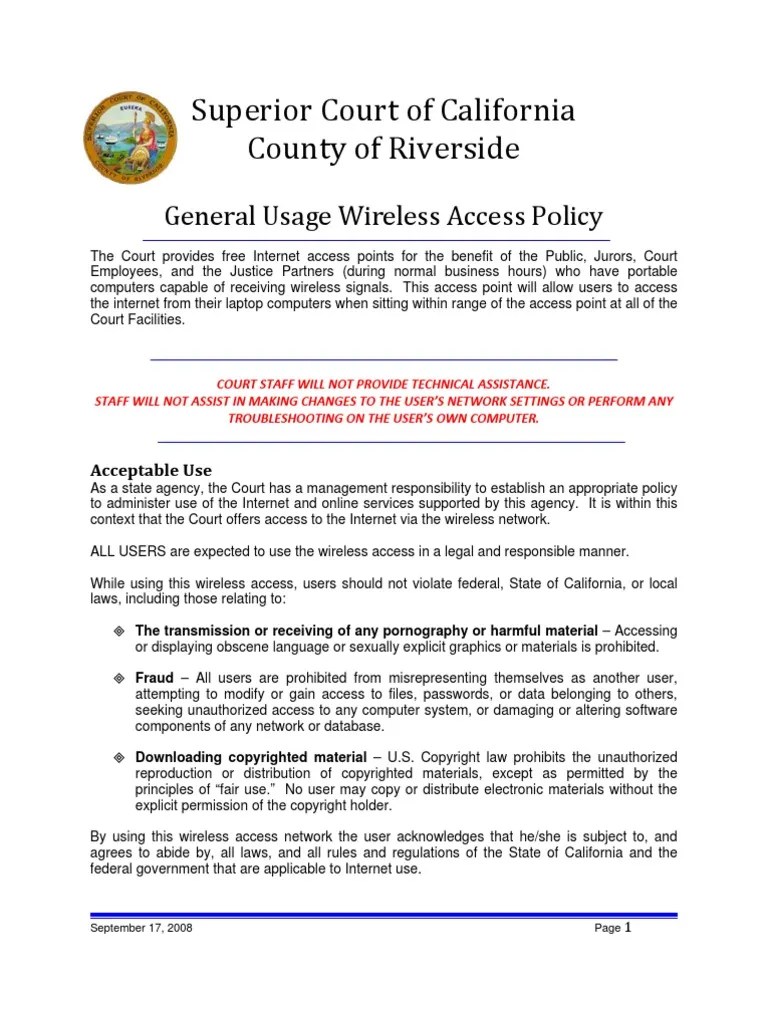 Wireless Access Policy PDF Wireless