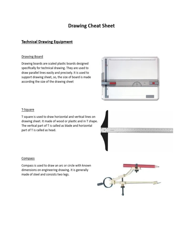 Drawing Cheat Sheet Pdf Drawing Technical Drawing