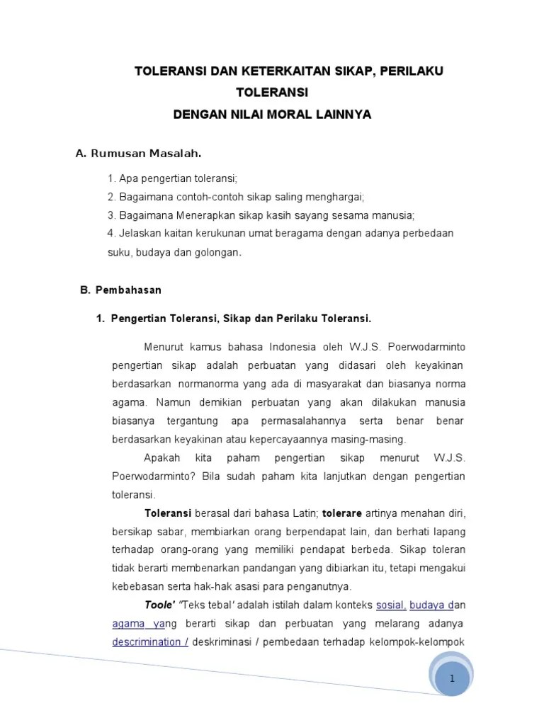 Pengertian Toleransi | PDF