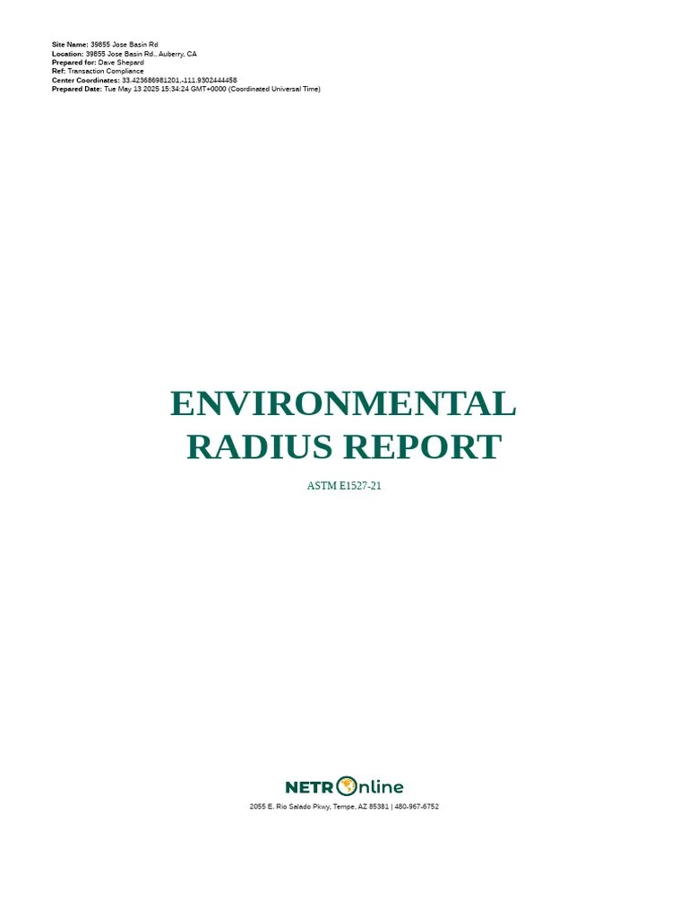 Netronline Environmental Radius Report Pdf