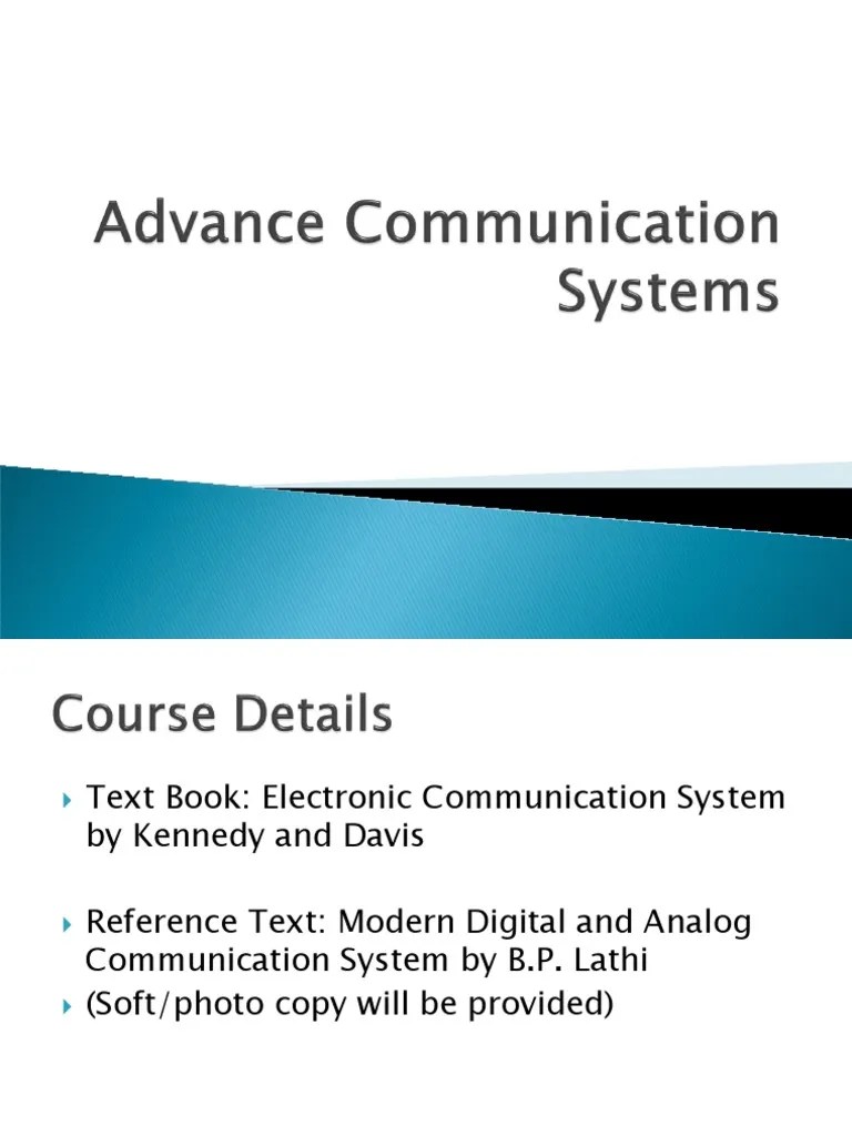 Advance Communication System Lectures Part 1 PDF Modulation