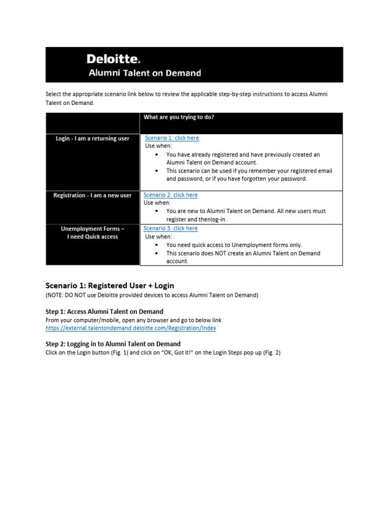 Accessing Alumni Talent On Demand Pdf Login Access Control