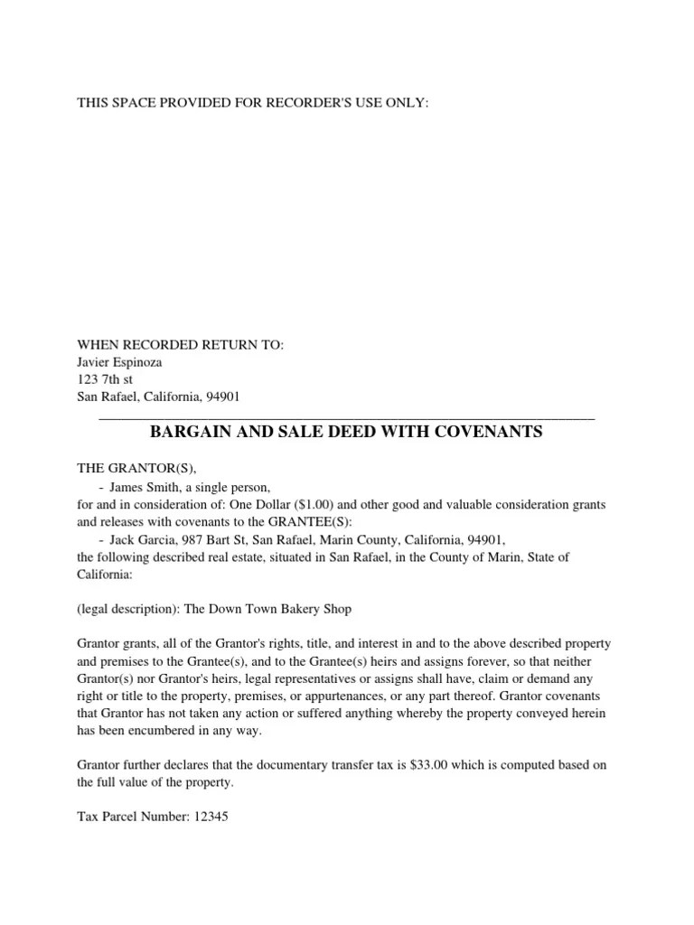 Bargain and Sale Deed