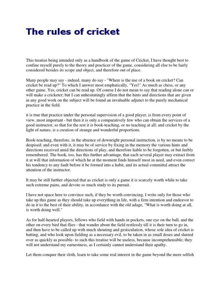 The Rules of Cricket PDF Bowling (Cricket) Teams