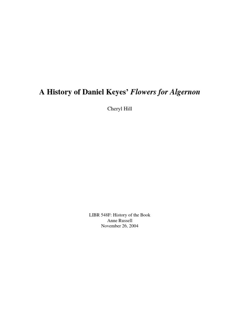 A History of Daniel Keyes PDF Psychology Psychological Concepts
