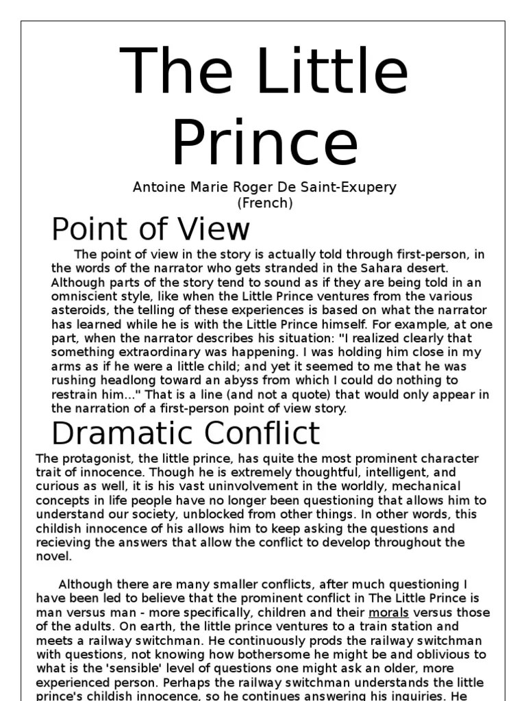 The Little Prince summary The Little Prince Narration