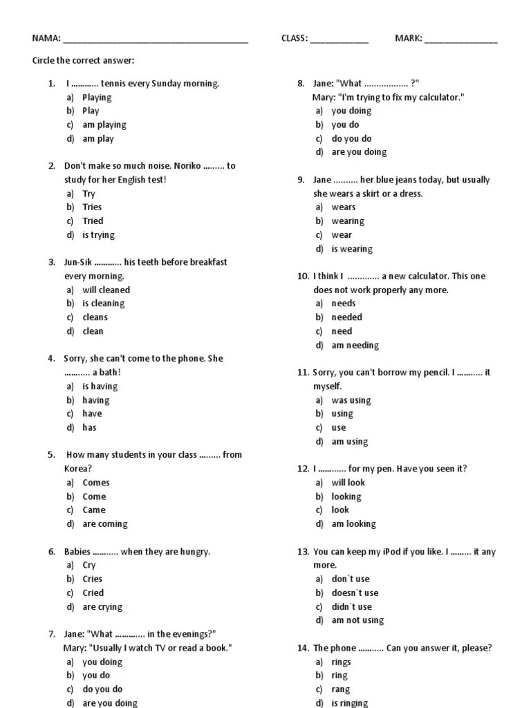 Grammar Quiz Leisure