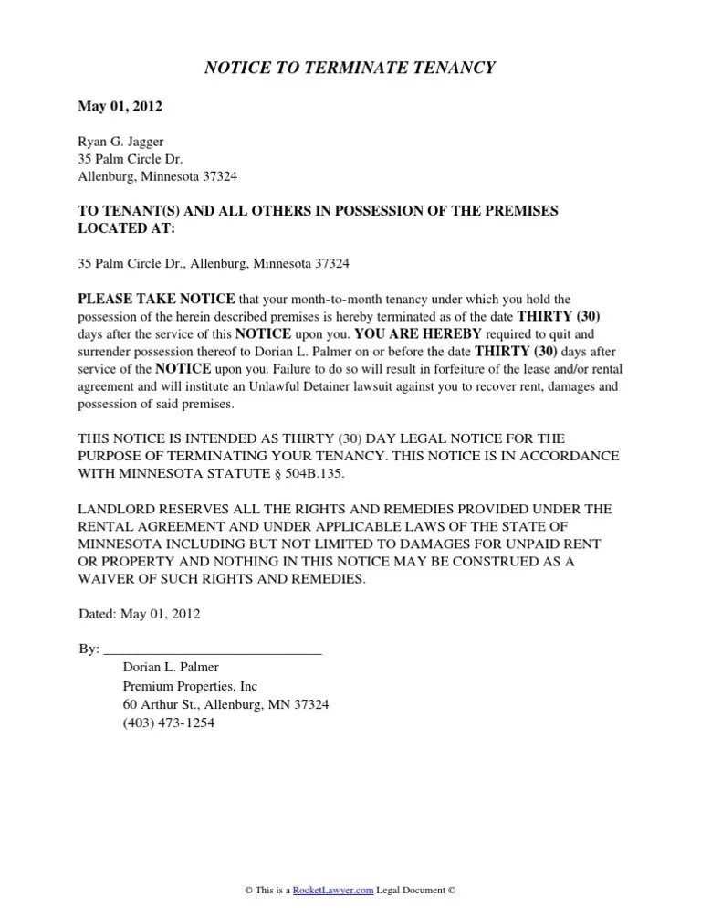 Minnesota Eviction Notice