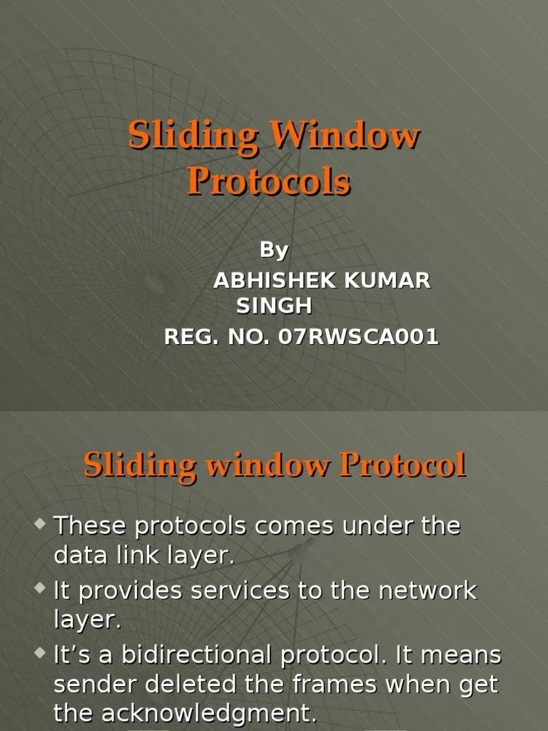 Sliding Window Protocols Networking Standards Computer Architecture