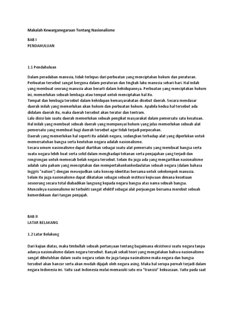 Makalah Kewarganegaraan Tentang Nasionalisme